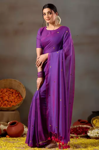 Raag varnam purple handloom gini cotton saree
