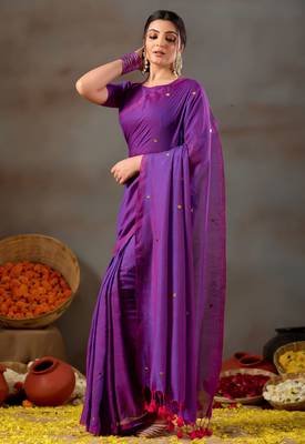 Raag varnam purple handloom gini cotton saree 6