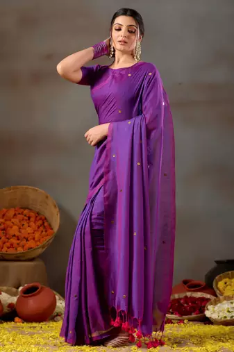 Raag varnam purple handloom gini cotton saree