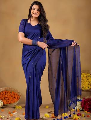 Raag varnam royal blue handloom gini cotton saree 4