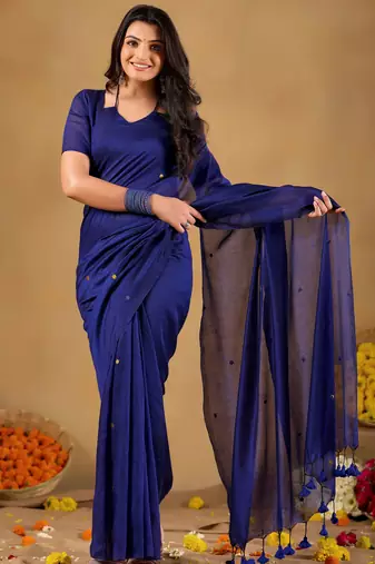 Raag varnam royal blue handloom gini cotton saree