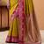 mehendi satin silk blend woven saree with unstitched blouse piece