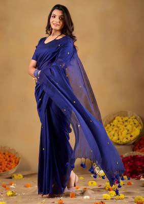 Raag varnam royal blue handloom gini cotton saree 5