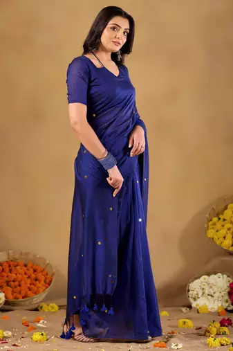 Raag varnam royal blue handloom gini cotton saree