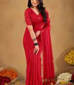 Raag varnam red handloom gini cotton saree