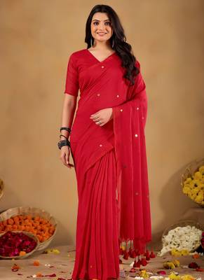 Raag varnam red handloom gini cotton saree 4