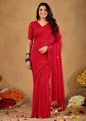 Raag varnam red handloom gini cotton saree 5