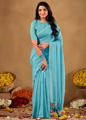 Raag varnam sky handloom gini cotton saree 1