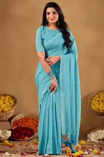 Raag varnam sky handloom gini cotton saree