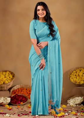 Raag varnam sky handloom gini cotton saree 3