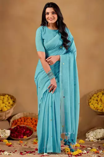 Raag varnam sky handloom gini cotton saree