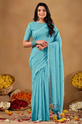 Raag varnam sky handloom gini cotton saree