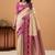 beige satin silk blend woven saree with unstitched blouse piece