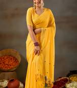 Raag varnam yellow handloom gini cotton saree