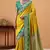 yellow satin silk blend woven saree with unstitched blouse piece