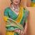 yellow satin silk blend woven saree with unstitched blouse piece