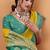 yellow satin silk blend woven saree with unstitched blouse piece