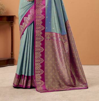 greytin silk blend woven saree with unstitched blouse piece 3