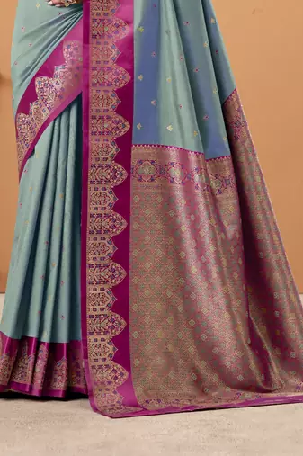 greytin silk blend woven saree with unstitched blouse piece