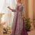 Purple chinon free size stitched anarkali suit with embroidery & sequence work