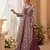 Purple chinon free size stitched anarkali suit with embroidery & sequence work