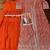 Orange chinon free size stitched anarkali suit with embroidery & sequence work