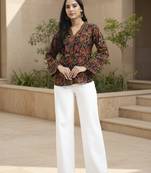  navy blue cotton regular top