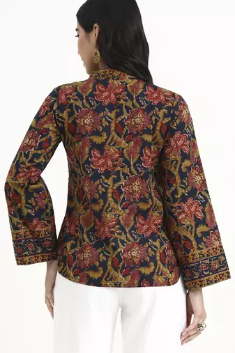  navy blue cotton regular top