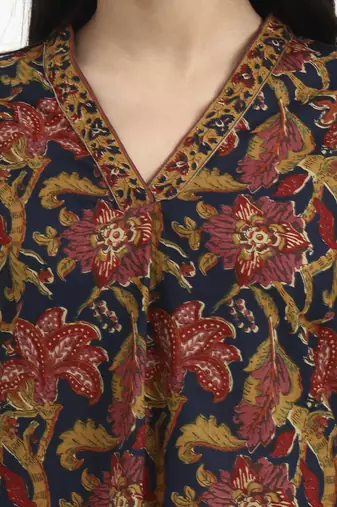  navy blue cotton regular top