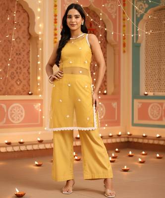  yellow organza co-ord set 1
