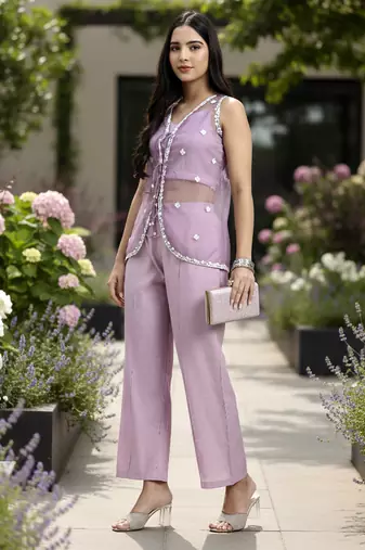  lavender organza western style co-ord set