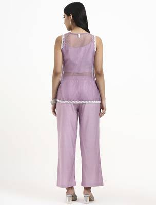  lavender organza western style co-ord set 3