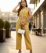  yellow organza western style co-ord set