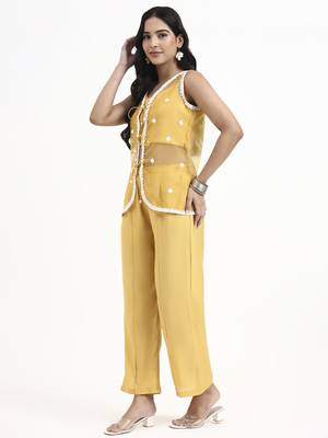  yellow organza western style co-ord set 2