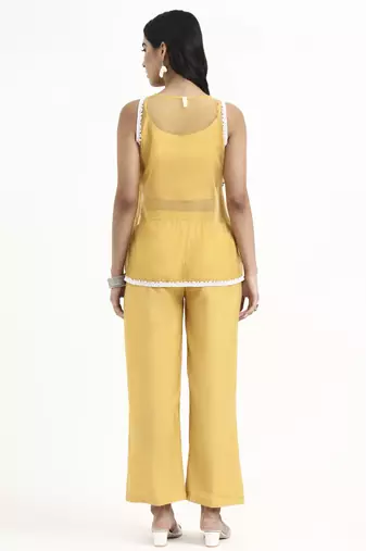  yellow organza western style co-ord set