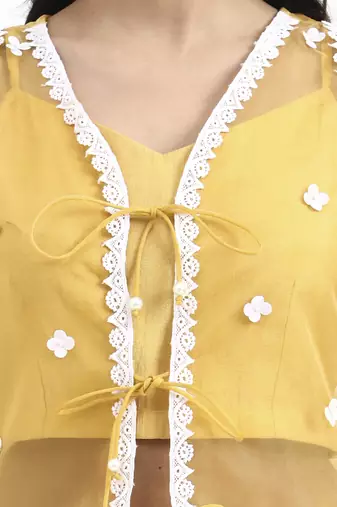  yellow organza western style co-ord set