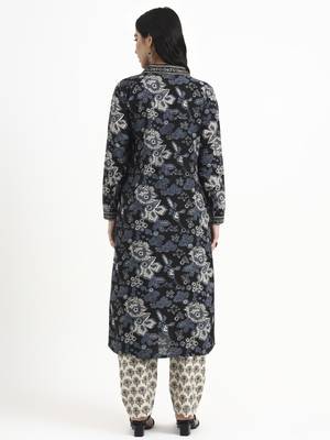  cream printed pure cotton straight black including jacket-style co-ord set 3