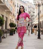  pink digtal print straight muslin co-ord set