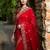 Red Color Plain Saree With Sequins Embroidery And Jaipuri Dori Work  Satin Silk Blend Saree