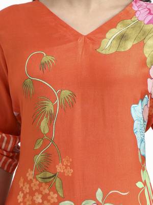  orange digtal print a-line muslin co-ord set 4