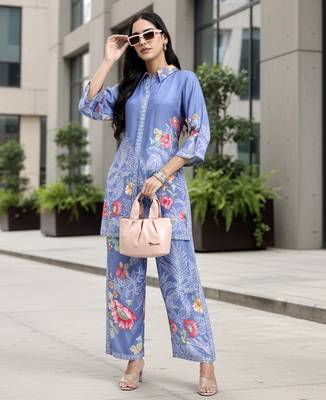  blue muslin co-ord set 1