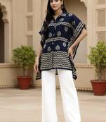  navy blue cotton kaftan top