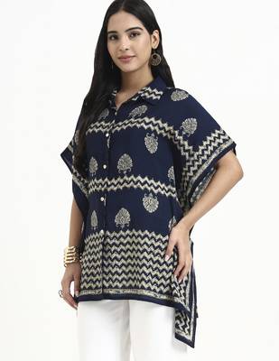  navy blue cotton kaftan top 2