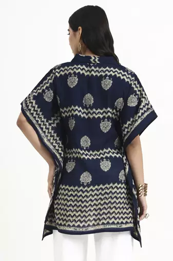  navy blue cotton kaftan top