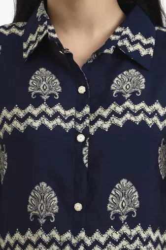  navy blue cotton kaftan top