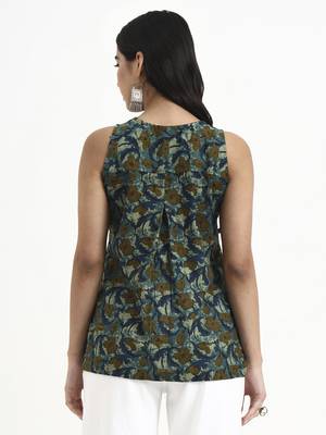  green cotton sleeveless flare top 3