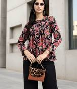  black and pink cotton flare top