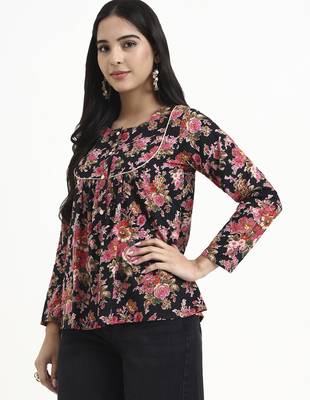  black and pink cotton flare top 2
