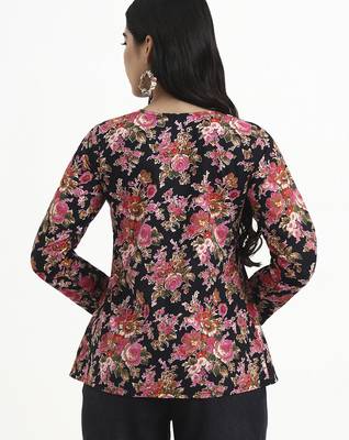  black and pink cotton flare top 3