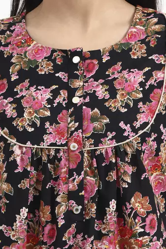  black and pink cotton flare top